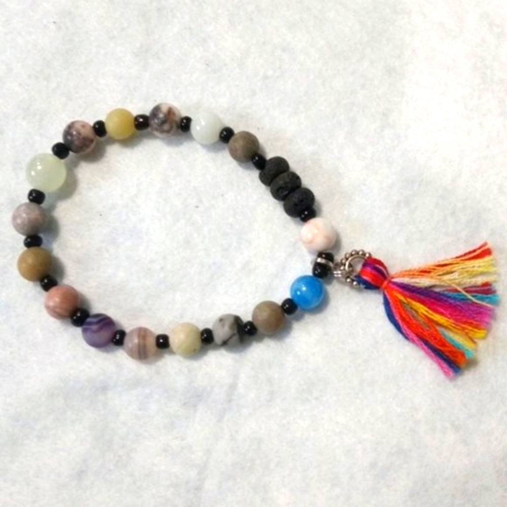 Hand Crafted Aromatherapy Lava Beads Stretch Bracelet Stone Essential Oil